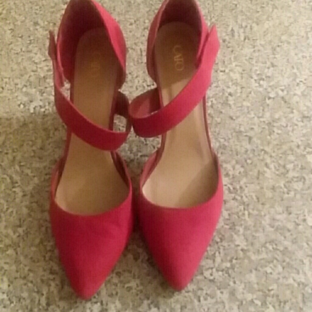CATO Red Suede ankle strap heels